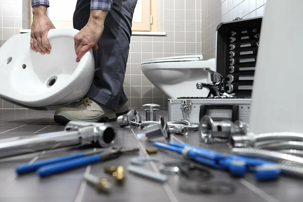 Plumbing tools prepared for a bathroom repair in Palm City